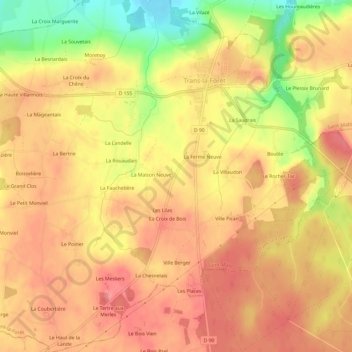 Mappa topografica Le Clos Lorent, altitudine, rilievo