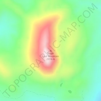 Mappa topografica Sugar Loaf Mountain, altitudine, rilievo