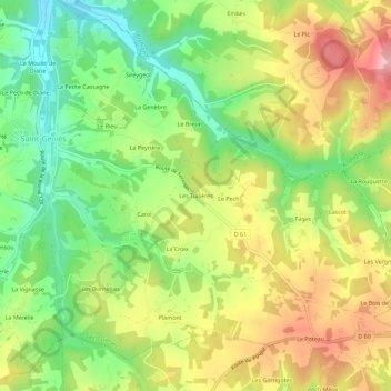 Mappa topografica Les Tuilières, altitudine, rilievo