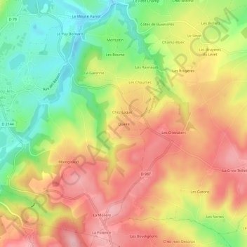 Mappa topografica Quaire, altitudine, rilievo