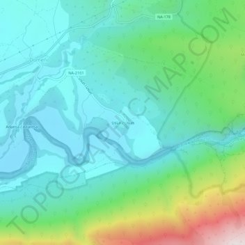 Mappa topografica Usún, altitudine, rilievo