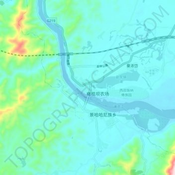 Mappa topografica 勐罕镇, altitudine, rilievo