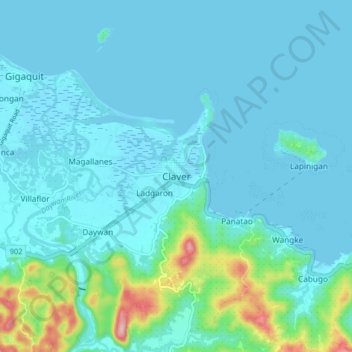 Mappa topografica Claver, altitudine, rilievo