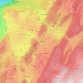 Mappa topografica L'Embossieux, altitudine, rilievo