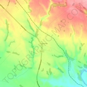 Mappa topografica Kakaramea, altitudine, rilievo