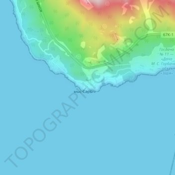 Mappa topografica Сарыч, altitudine, rilievo
