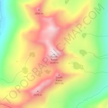 Mappa topografica North Raker, altitudine, rilievo