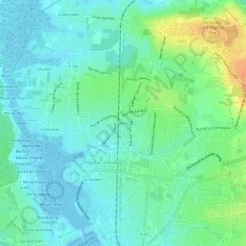 Mappa topografica Gloriet, altitudine, rilievo