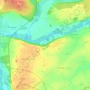 Mappa topografica Beaulieu, altitudine, rilievo