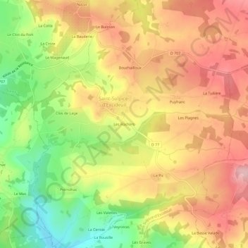 Mappa topografica Les Rochers, altitudine, rilievo