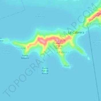 Mappa topografica Punta Palmita, altitudine, rilievo