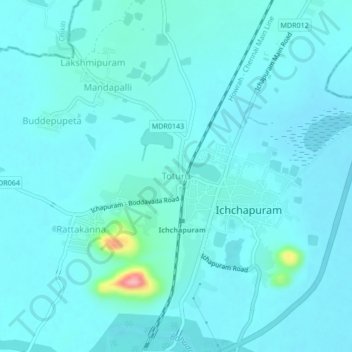 Mappa topografica Toturu, altitudine, rilievo
