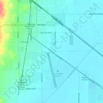 Mappa topografica Ellis, altitudine, rilievo