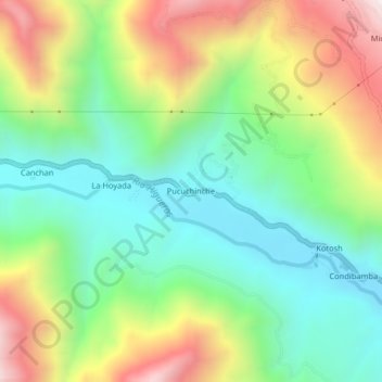 Mappa topografica Pucuchinche, altitudine, rilievo
