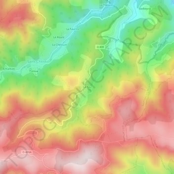Mappa topografica Le Fau, altitudine, rilievo