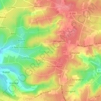 Mappa topografica Source de la Chenelle, altitudine, rilievo