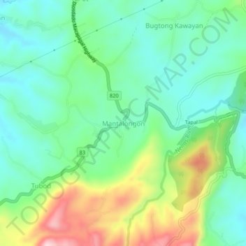 Mappa topografica Mantalongon, altitudine, rilievo
