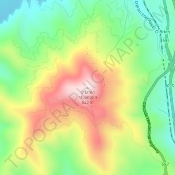 Mappa topografica O'Brien Mountain, altitudine, rilievo