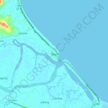 Mappa topografica Tago, altitudine, rilievo