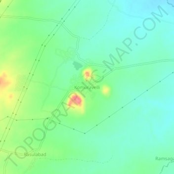 Mappa topografica Komuravelli, altitudine, rilievo