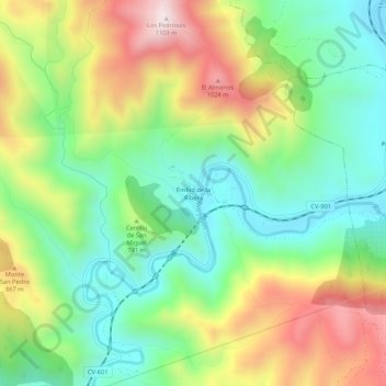 Mappa topografica Embid de la Ribera, altitudine, rilievo