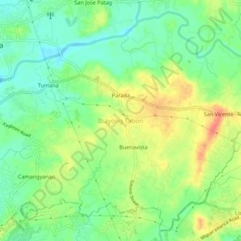 Mappa topografica Ibayong Tabon, altitudine, rilievo
