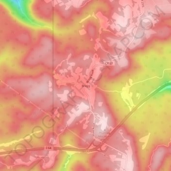 Mappa topografica Bragg, altitudine, rilievo