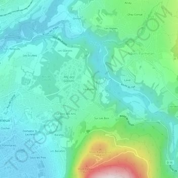 Mappa topografica Le Bulloz, altitudine, rilievo