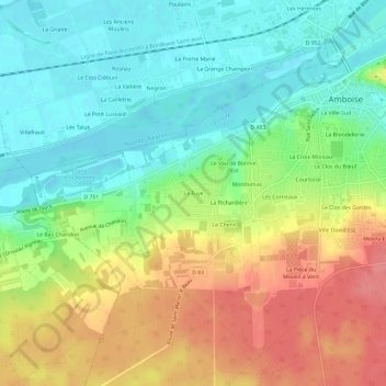 Mappa topografica La Fuye, altitudine, rilievo