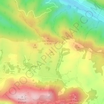Mappa topografica 579, altitudine, rilievo