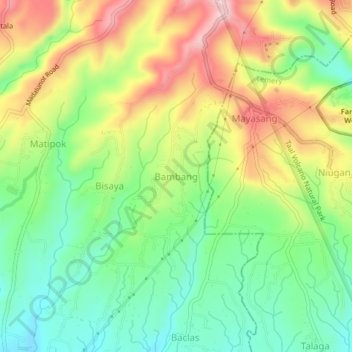 Mappa topografica Bambang, altitudine, rilievo