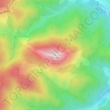 Mappa topografica Suc de Sara, altitudine, rilievo