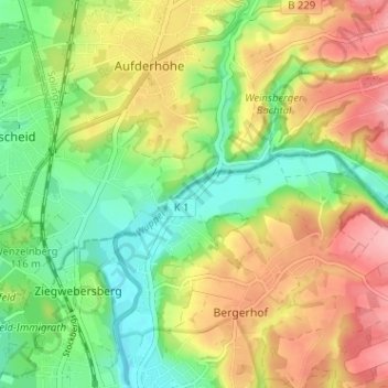 Mappa topografica Nesselrath, altitudine, rilievo