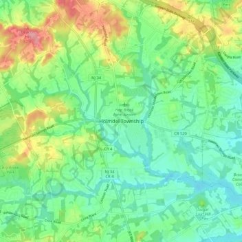 Mappa topografica Holmdel, altitudine, rilievo
