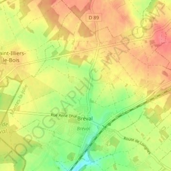 Mappa topografica Le Hamel, altitudine, rilievo