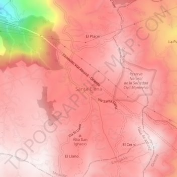 Mappa topografica Santa Elena, altitudine, rilievo