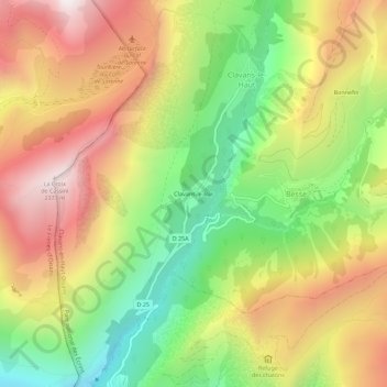 Mappa topografica Clavans-le-Bas, altitudine, rilievo