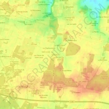 Mappa topografica Le Grais, altitudine, rilievo