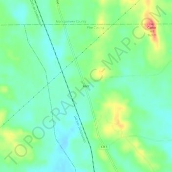 Mappa topografica Kent, altitudine, rilievo