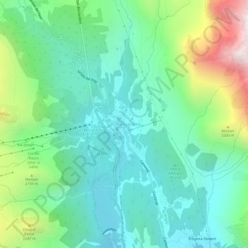 Mappa topografica San Bernardino, altitudine, rilievo