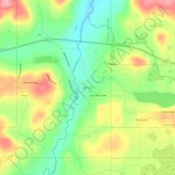 Mappa topografica Ramsay, altitudine, rilievo