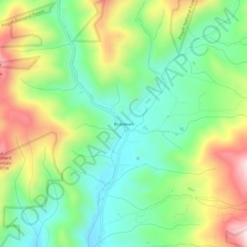 Mappa topografica Buladean, altitudine, rilievo