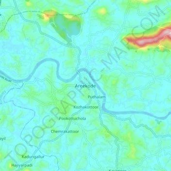 Mappa topografica Areekode, altitudine, rilievo