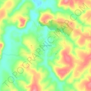 Mappa topografica Ouro Verde, altitudine, rilievo