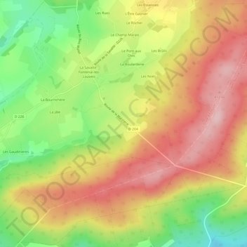 Mappa topografica La Boucellière, altitudine, rilievo