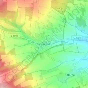 Mappa topografica Bickenriede, altitudine, rilievo