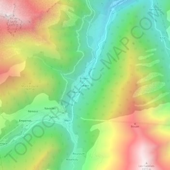 Mappa topografica Laujou, altitudine, rilievo