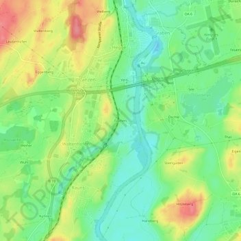 Mappa topografica Fischen, altitudine, rilievo