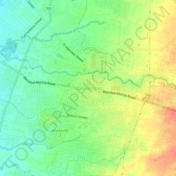 Mappa topografica Mansilingan, altitudine, rilievo