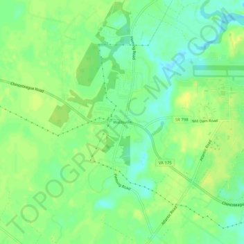 Mappa topografica Wattsville, altitudine, rilievo